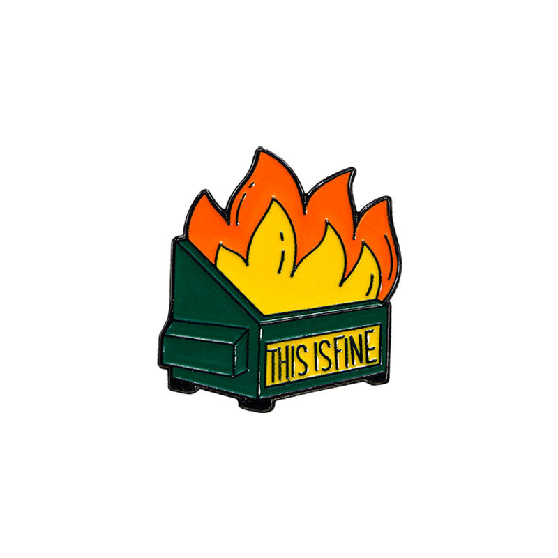 Trash Can Fire Man Funny Pins