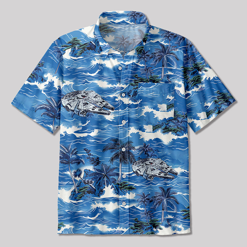 Hawaii Space Ship Button Up Pocket Shirt