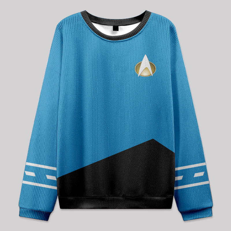 Spaceship Uniform Blue Knit Sweatshirt