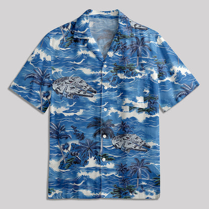 Hawaii Space Ship Button Up Pocket Shirt