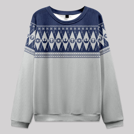 Rebel Sci-fi Fair Isle Design Knit Sweatshirt