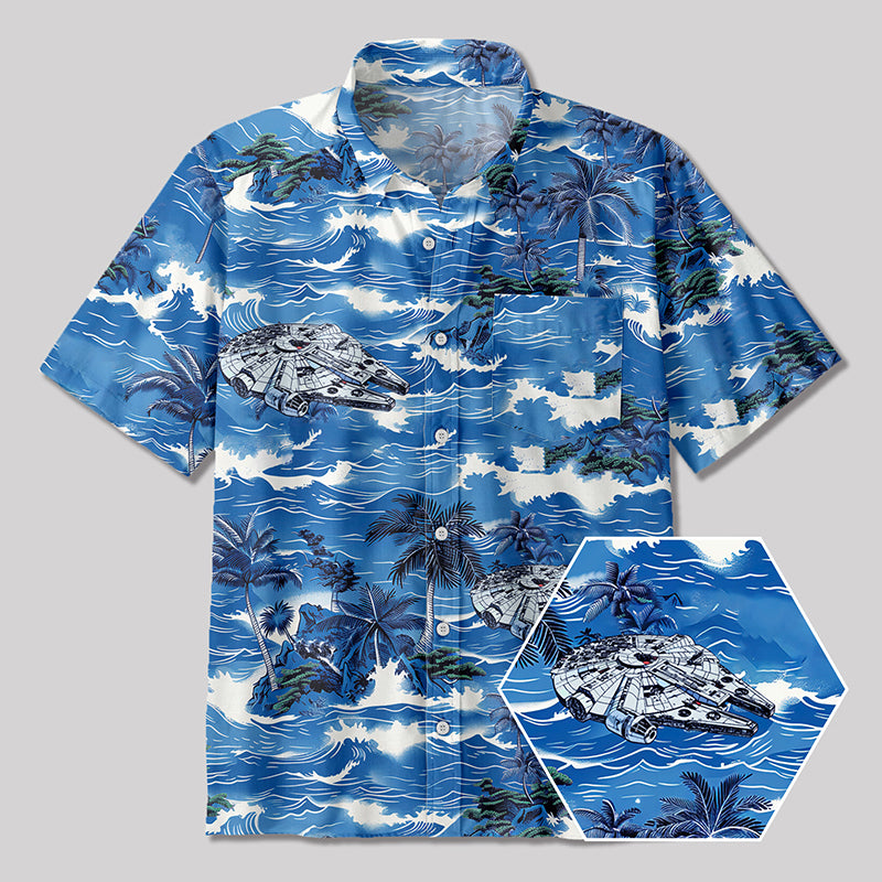 Hawaii Space Ship Button Up Pocket Shirt