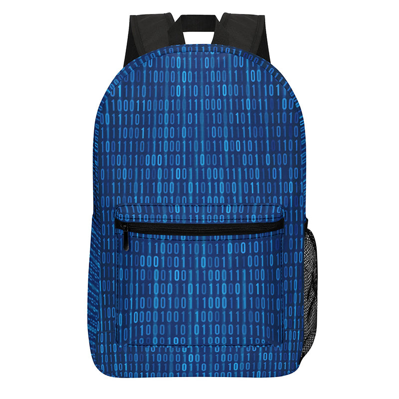 Binary Computer 1s and 0s Blue Geek Backpack