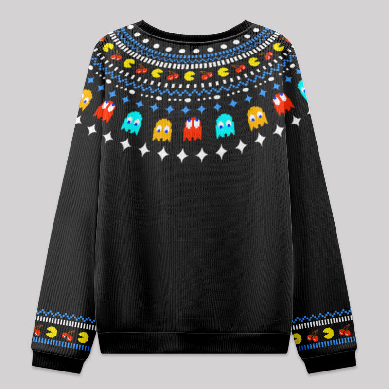 Pac Man Fair Isle Design Knit Sweatshirt