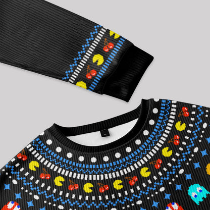 Pac Man Fair Isle Design Knit Sweatshirt