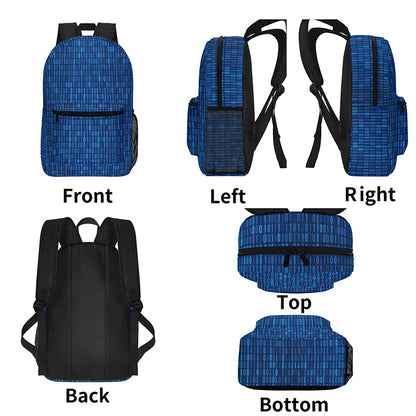 Binary Computer 1s and 0s Blue Geek Backpack