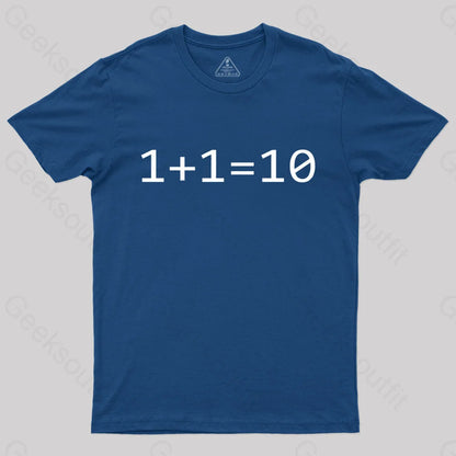 1 Plus Equal 10 Binary Geek T-Shirt Navy / S