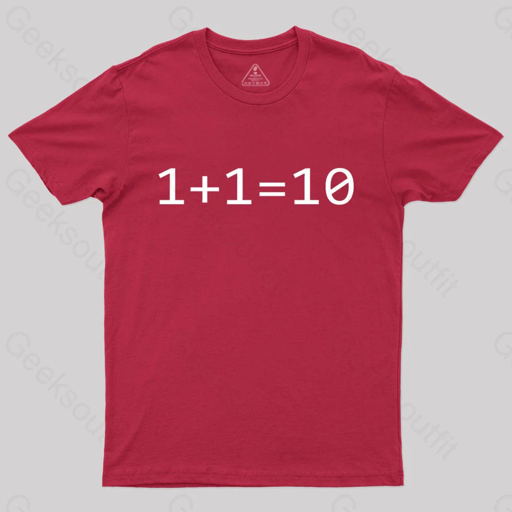 1 Plus Equal 10 Binary Geek T-Shirt Red / S