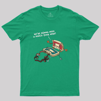 Vintage Cassette Tape And Pencil Joke Geek T-Shirt