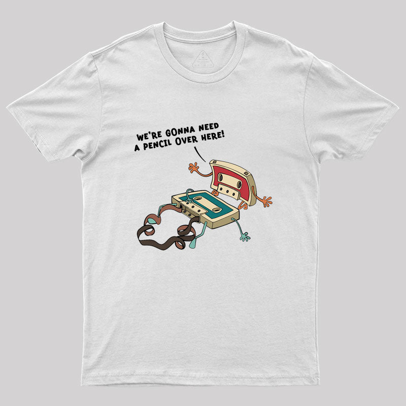 Vintage Cassette Tape And Pencil Joke Geek T-Shirt