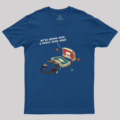 Vintage Cassette Tape And Pencil Joke Geek T-Shirt