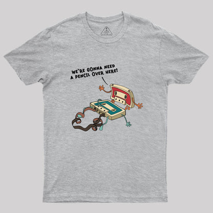 Vintage Cassette Tape And Pencil Joke Geek T-Shirt