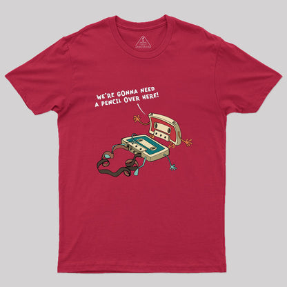 Vintage Cassette Tape And Pencil Joke Geek T-Shirt