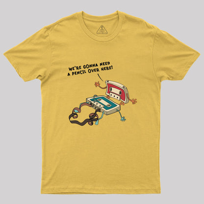 Vintage Cassette Tape And Pencil Joke Geek T-Shirt