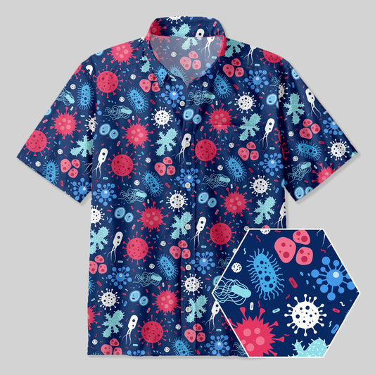 Bacteria Viruses Biology Button Up Pocket Shirt