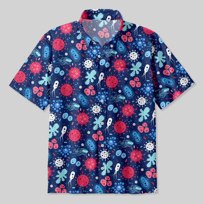 Bacteria Viruses Biology Button Up Pocket Shirt