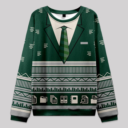 Tie Shirt Green Knit Sweatshirt