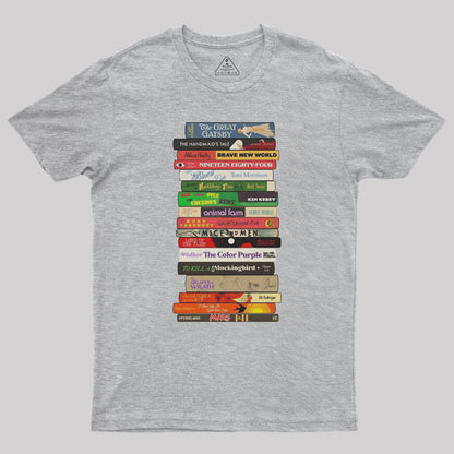 Classic Banned Books Stack Geek T-Shirt