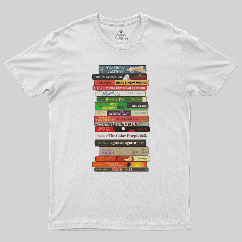 Classic Banned Books Stack Geek T-Shirt