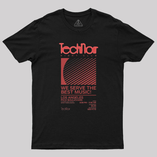 Retro 80s Technoir Nightclub from the Terminator Geek T-Shirt