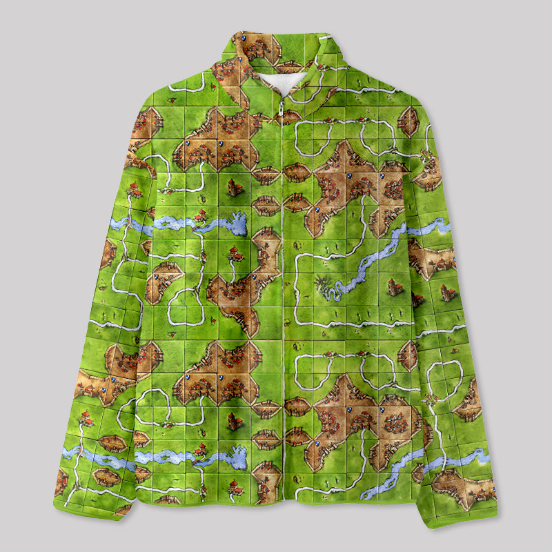 Towns Board Game Map Grass Green Fleece Jacket