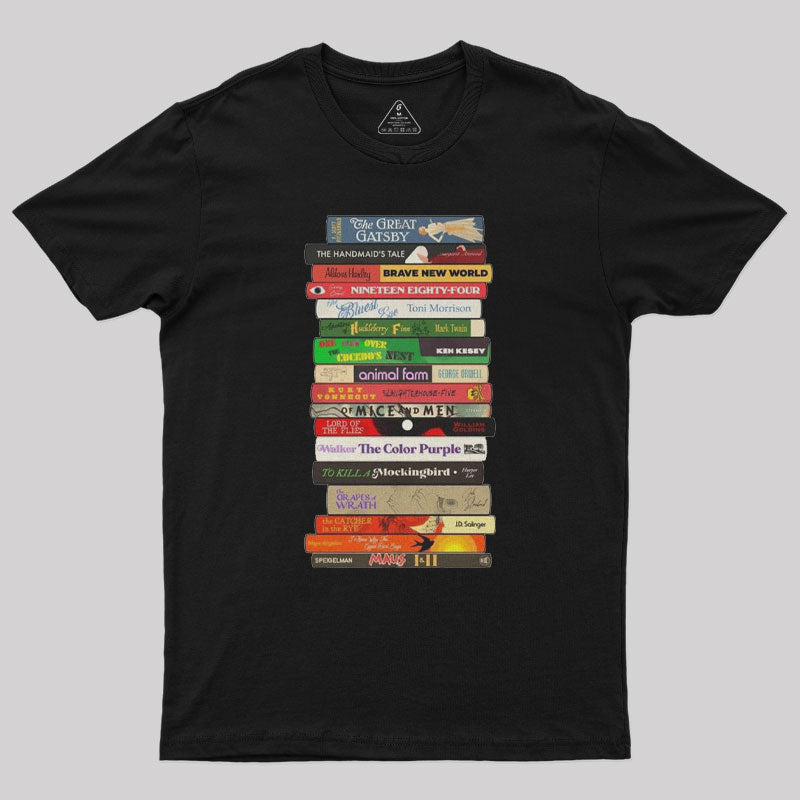 Classic Banned Books Stack Geek T-Shirt