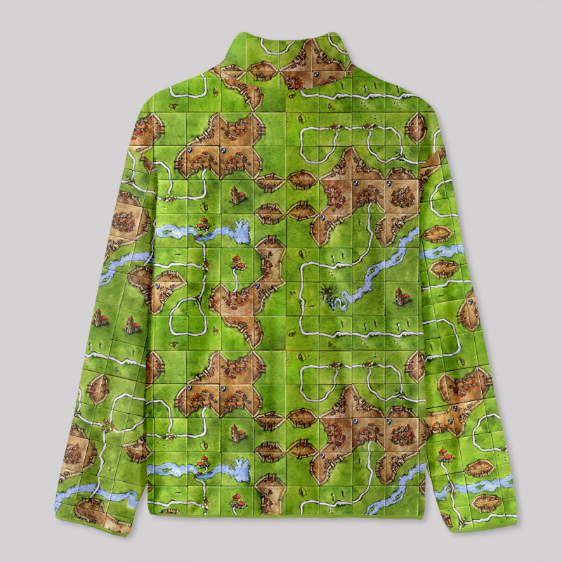 Towns Board Game Map Grass Green Fleece Jacket