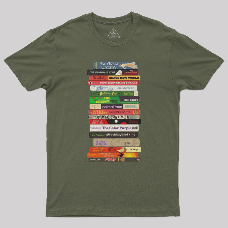 Classic Banned Books Stack Geek T-Shirt