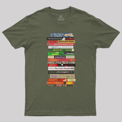 Classic Banned Books Stack Geek T-Shirt