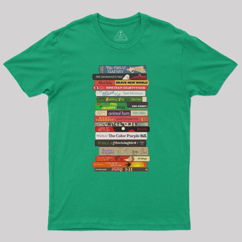 Classic Banned Books Stack Geek T-Shirt