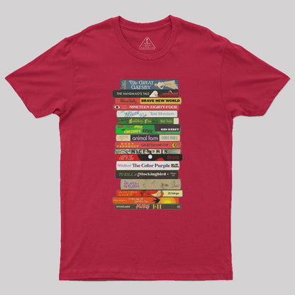 Classic Banned Books Stack Geek T-Shirt