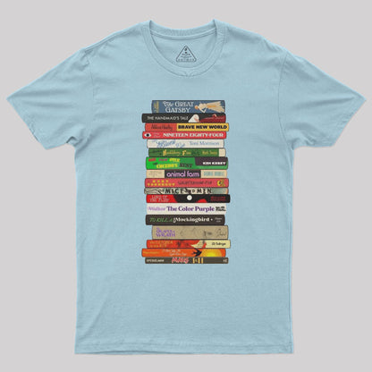 Classic Banned Books Stack Geek T-Shirt