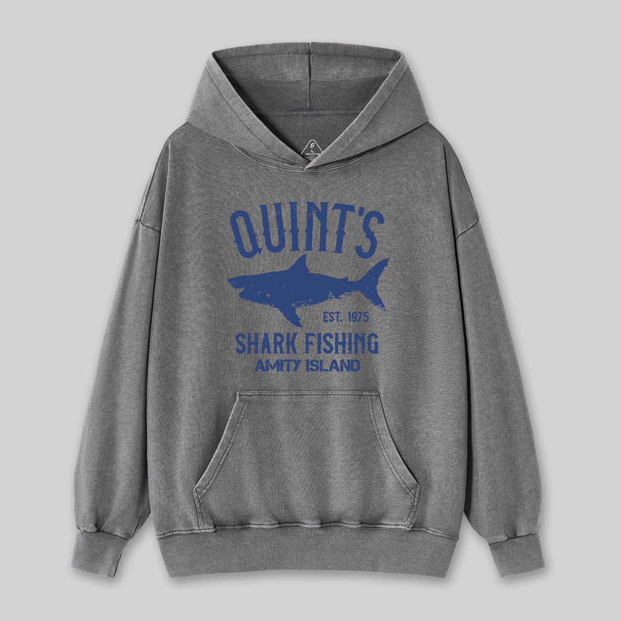 Quint's Shark Fishing Amity Island Washed Hoodie