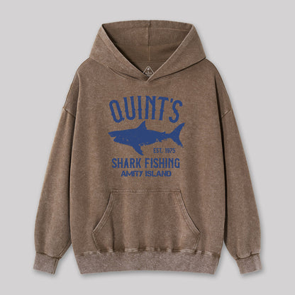 Quint's Shark Fishing Amity Island Washed Hoodie