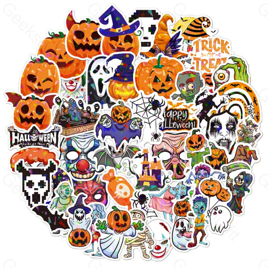 100 Halloween Pictures Stickers Holographic 50 Sheets Type A (Tn-Q15)