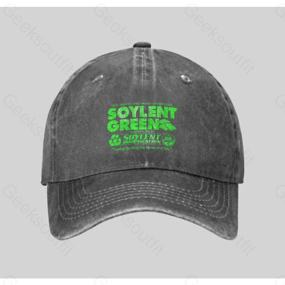 100% Organic Soylent Green Washed Vintage Baseball Cap Grey