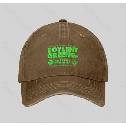 100% Organic Soylent Green Washed Vintage Baseball Cap Natural