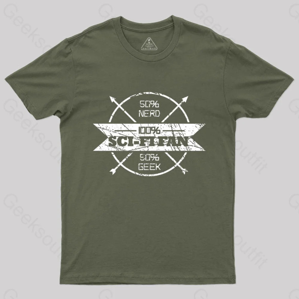 100% Scifi Fan T-Shirt Army Green / S