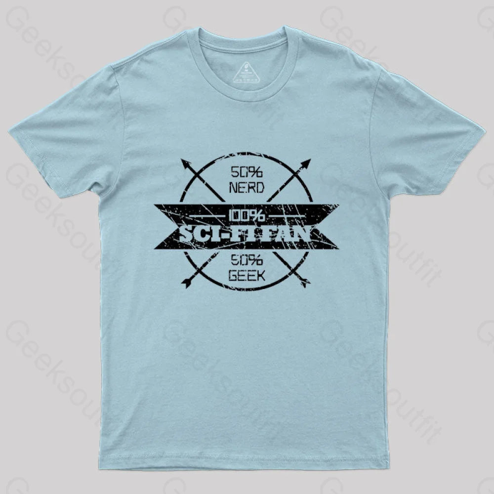 100% Scifi Fan T-Shirt Light Blue / S