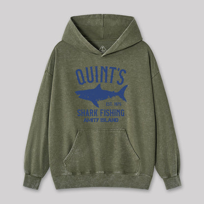 Quint's Shark Fishing Amity Island Washed Hoodie