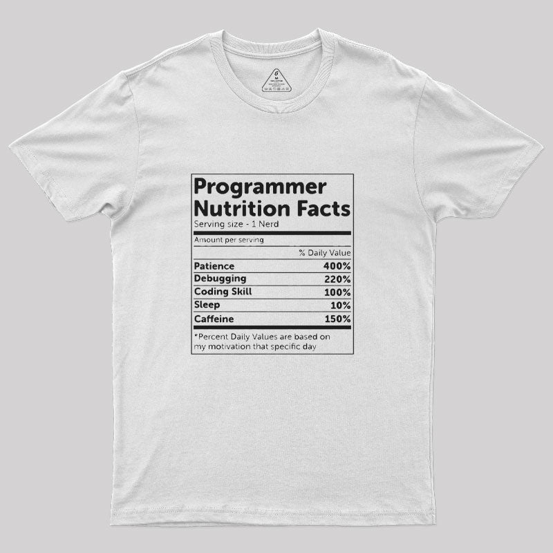 Programmer Nutrition Facts  T-Shirt