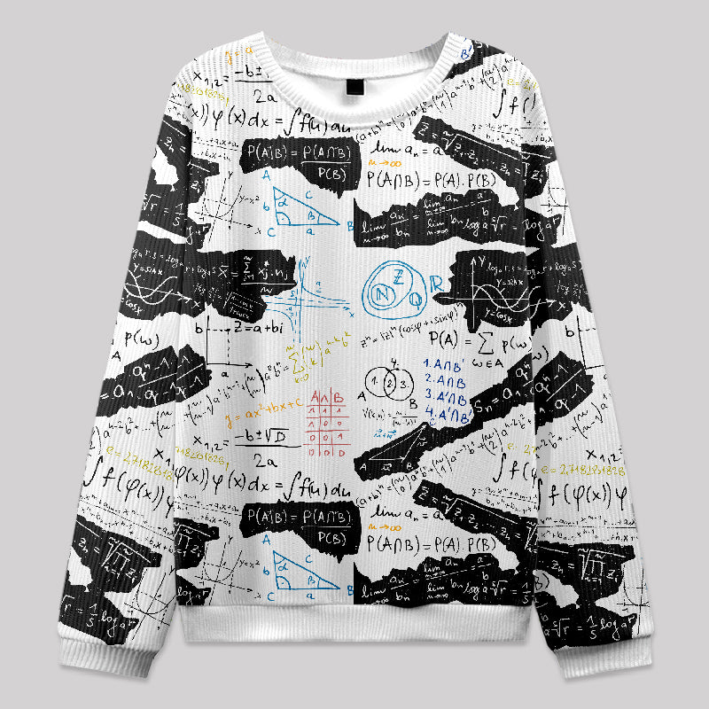 Mathematical Black and White Matching Knit Sweatshirt