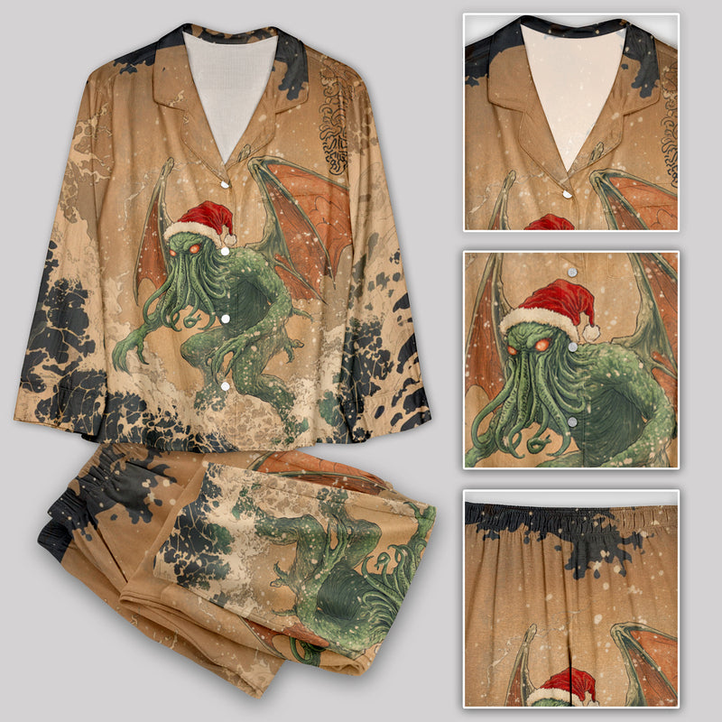 Ukiyoe Christmas Surfing Cthulhu Pajamas Set