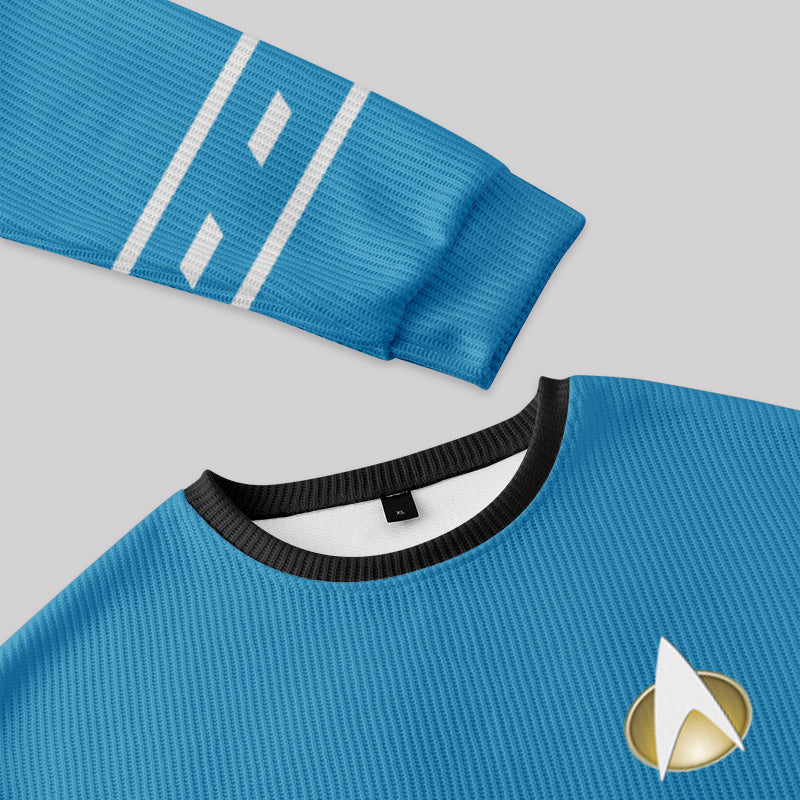 Spaceship Uniform Blue Knit Sweatshirt