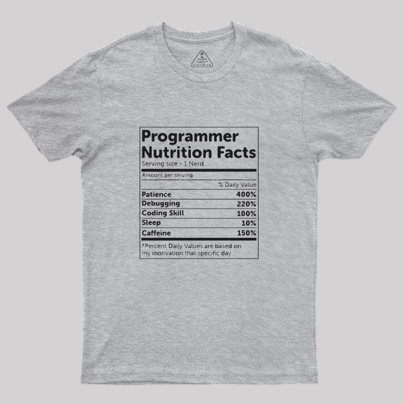 Programmer Nutrition Facts  T-Shirt