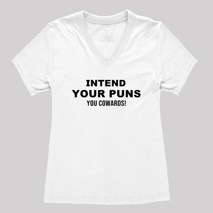 Intend Your Puns Women's V-Neck T-shirt