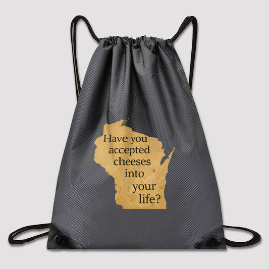 Wisconsin Cheese Pun Drawstring Cinch Bag