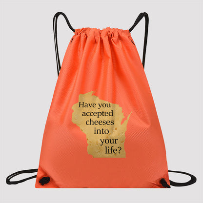 Wisconsin Cheese Pun Drawstring Cinch Bag