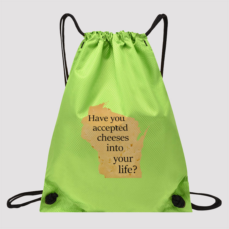 Wisconsin Cheese Pun Drawstring Cinch Bag