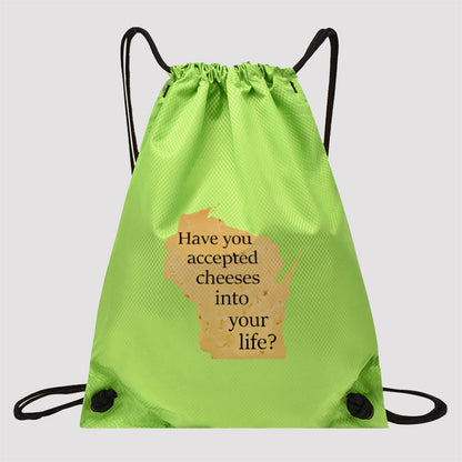 Wisconsin Cheese Pun Drawstring Cinch Bag